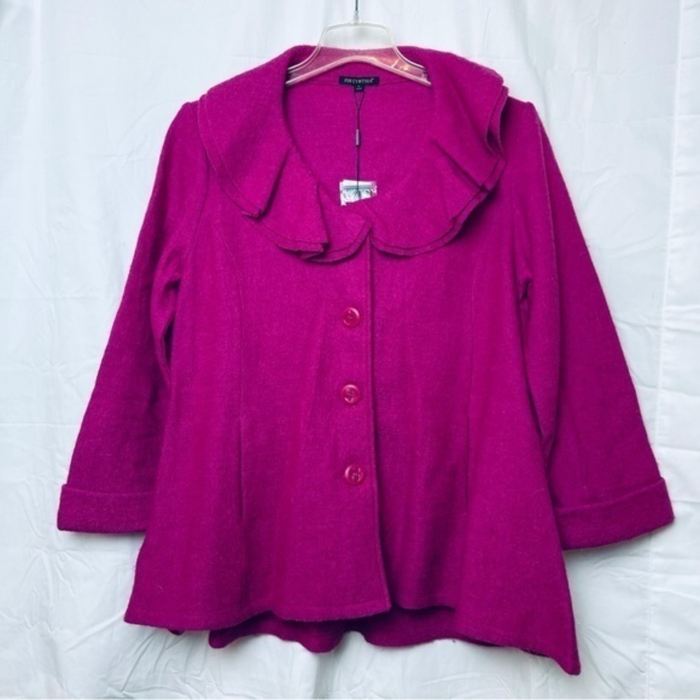 For Cynthia Fuchsia Blazer with Ruffle Detail - Picture 2 of 11